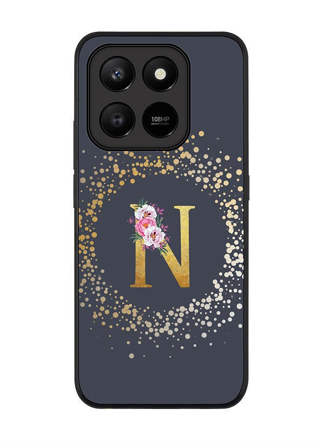 For Honor X7d 4G / X7d 5G / 400 Smart Case,Slim fit Camera Protection, Shockproof Thin Phone cover  - Custom Monogram Floral - N  (Grey )